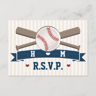 TARJETAS DE RESPUESTA DE BODAS DE BÉISBOL MONOGRAM