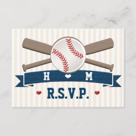 TARJETAS DE RESPUESTA DE BODAS DE BÉISBOL MONOGRAM