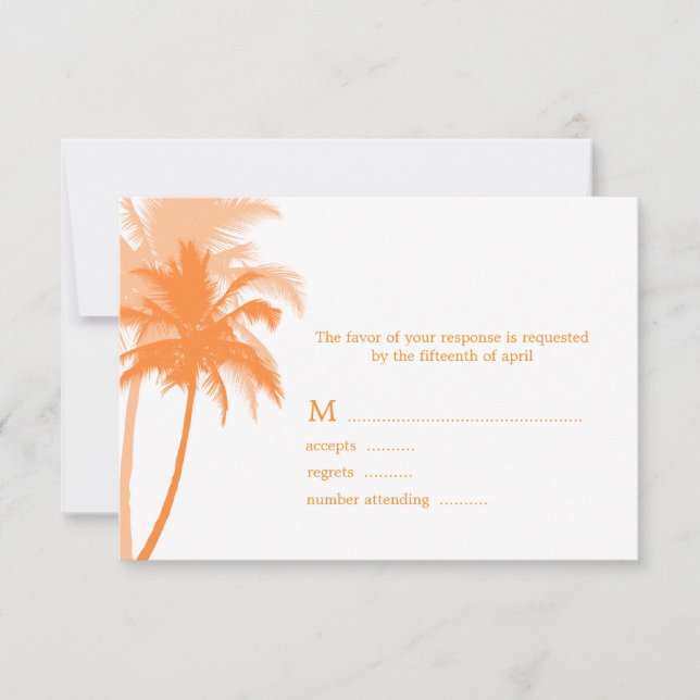Tarjetas de respuesta de bodas de Palm Trees Beach (Anverso)