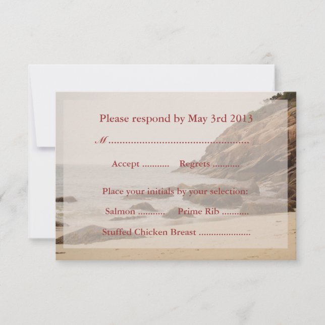 Tarjetas de respuesta de bodas de playa - playa ro (Anverso)