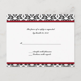 Tarjetas de respuesta de Damask en negro y rojo