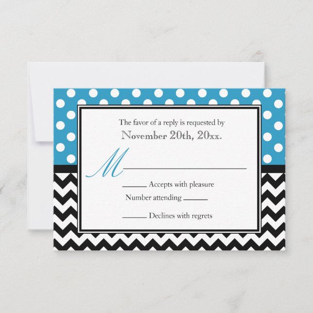 Tarjetas de respuesta de Dot Blue y Chevron Polka (Anverso)