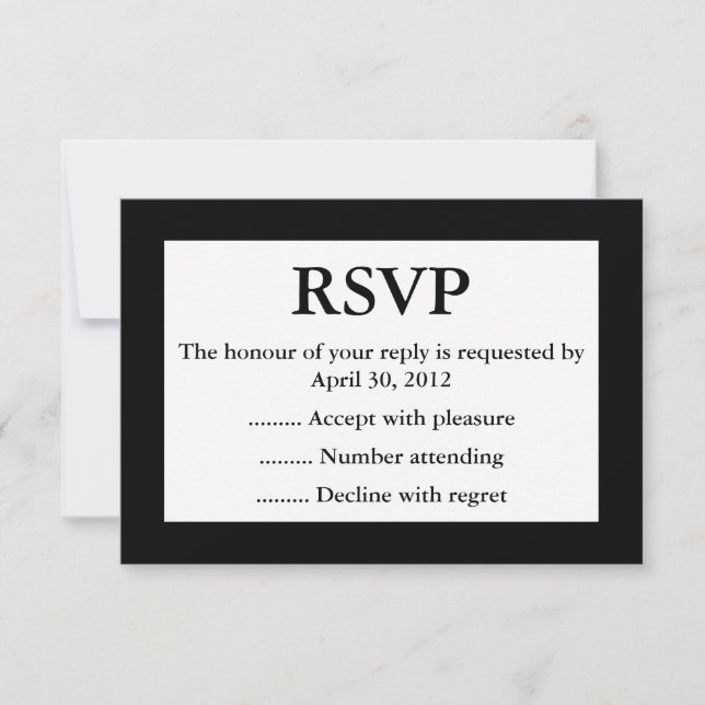 Tarjetas de respuesta de eventos en blanco y negro (Anverso)