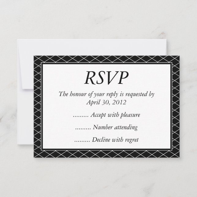 Tarjetas de respuesta de eventos en blanco y negro (Anverso)