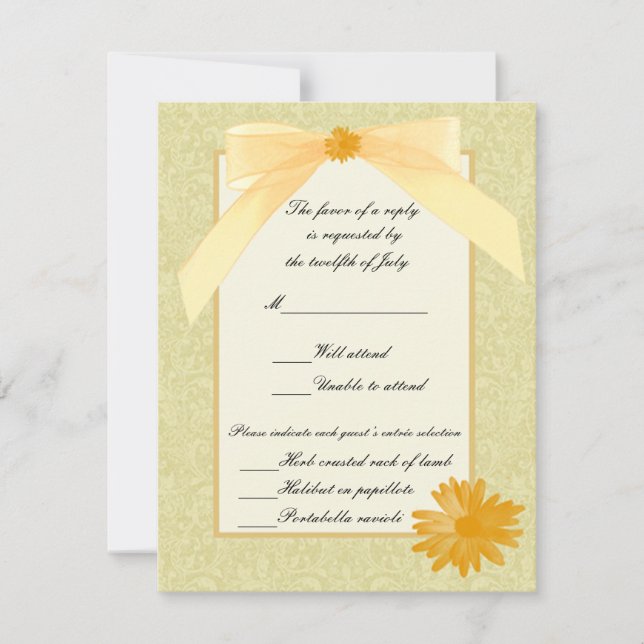 Tarjetas de respuesta de flor amarilla (Anverso)