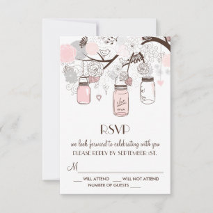Tarjetas de respuesta de frascos mason florales ro