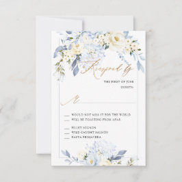 Tarjetas de respuesta de Hortensia Azul H2 Rosas C