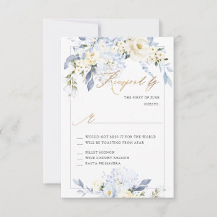 Tarjetas de respuesta de Hortensia Azul H2 Rosas C