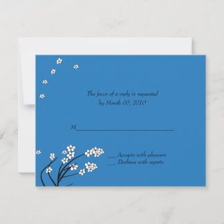 Tarjetas de respuesta de invitación de boda azul r