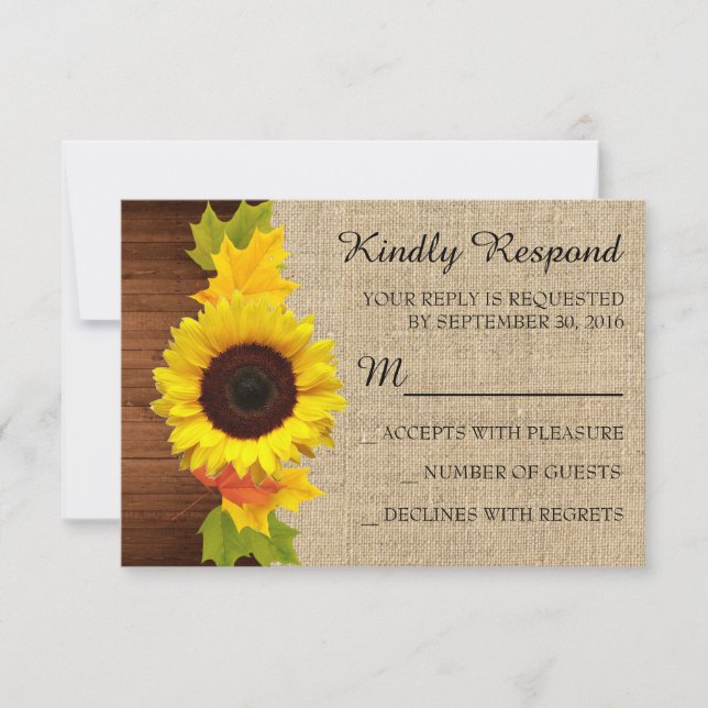 Tarjetas de respuesta de invitación de boda de gir (Anverso)