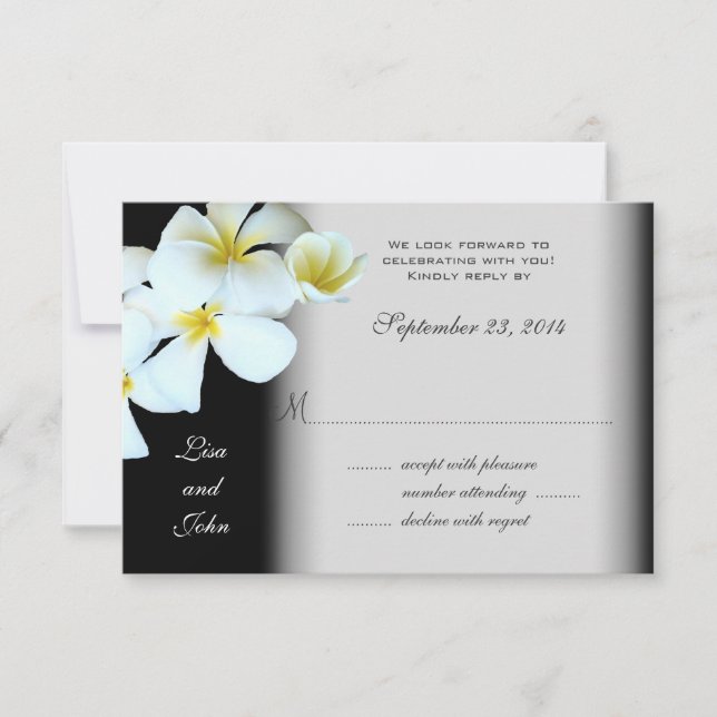 Tarjetas de respuesta de invitación de boda negras (Anverso)