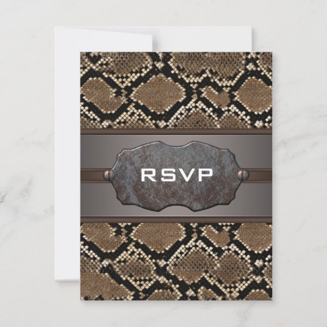 Tarjetas de respuesta de invitación de cuero de se (Anverso)
