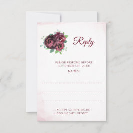 Tarjetas de respuesta de los Bodas Burgundy Rose B