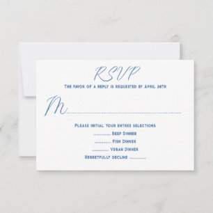 Tarjetas de respuesta de menú de boda blanca