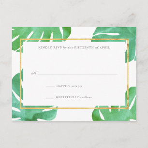 Tarjetas de respuesta de oro con temas tropicales