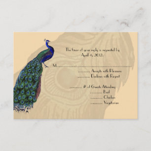 Tarjetas de respuesta de pavo real con opciones de