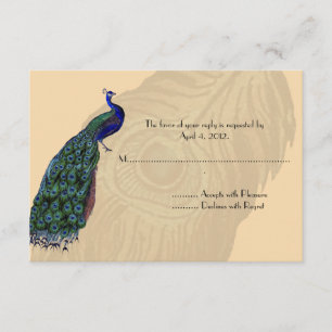 Tarjetas de respuesta de pavo real vintage
