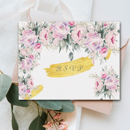 Tarjetas de respuesta de peonías rosadas de boda