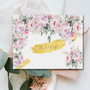Tarjetas de respuesta de peonías rosadas de boda