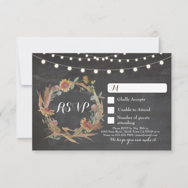 Tarjetas de respuesta de pizarra de boda de RSVP d (Anverso)