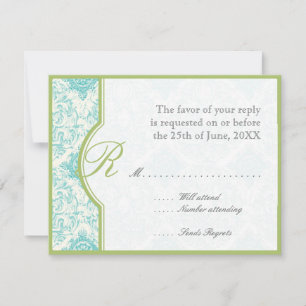 Tarjetas de respuesta de Quatrefoil RSVP para Aqua