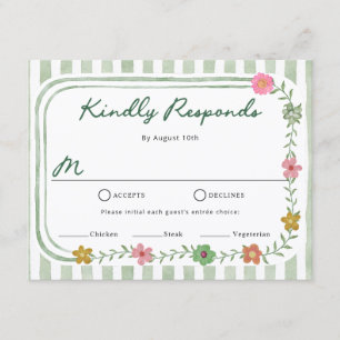 Tarjetas de respuesta de rayas florales