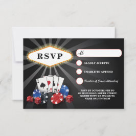 Tarjetas de respuesta de RSVP Boda Casino Las Vega