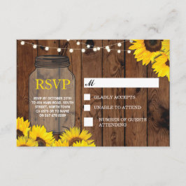 Tarjetas de respuesta de RSVP Boda Rustic Jar Sunf