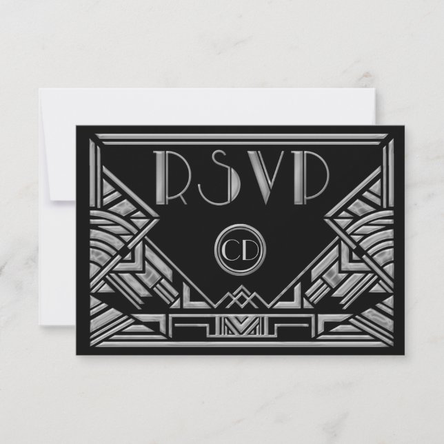 Tarjetas de respuesta de RSVP de boda estilo Art D (Anverso)