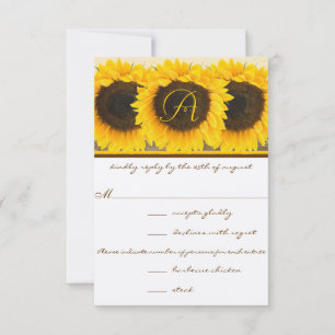 Tarjetas de respuesta de RSVP de girasol elegante