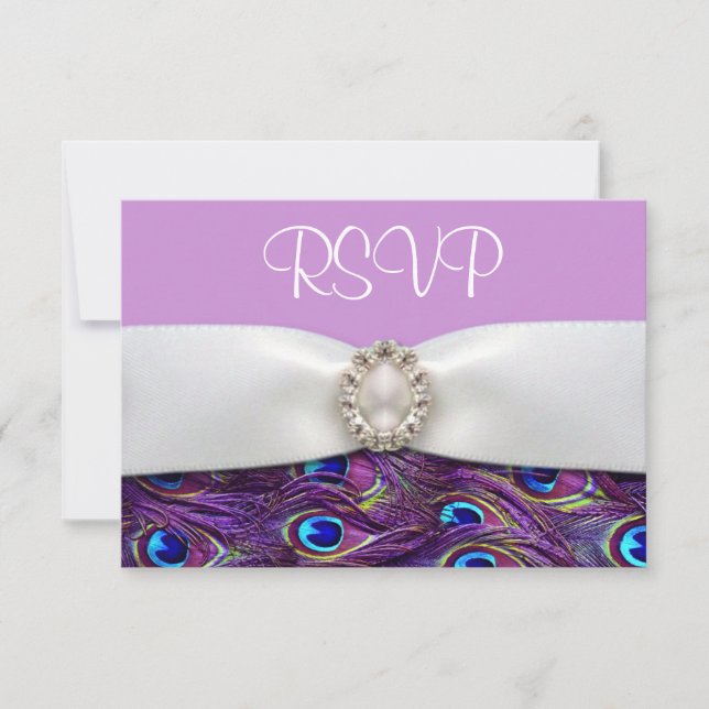Tarjetas de respuesta de RSVP para bodas de Pavo R (Anverso)