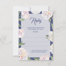 Tarjetas de respuesta del Boda azul floral de Peon