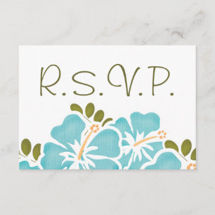 TARJETAS DE RESPUESTA DEL BODA AZUL HIBISCUS RSVP