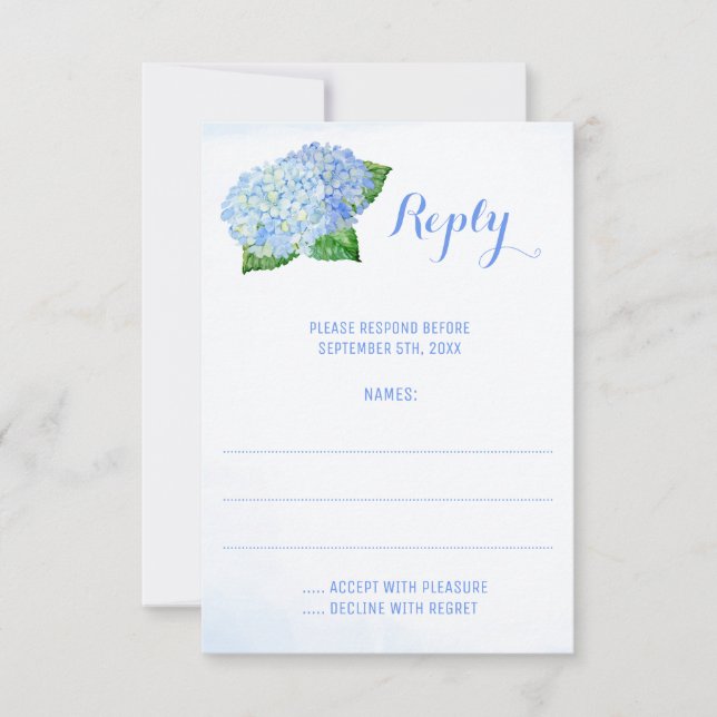 Tarjetas de respuesta del Boda de acuarela Blue Hy (Anverso)
