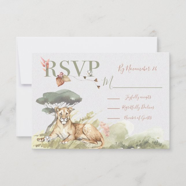Tarjetas de respuesta del Boda de león de la selva (Anverso)