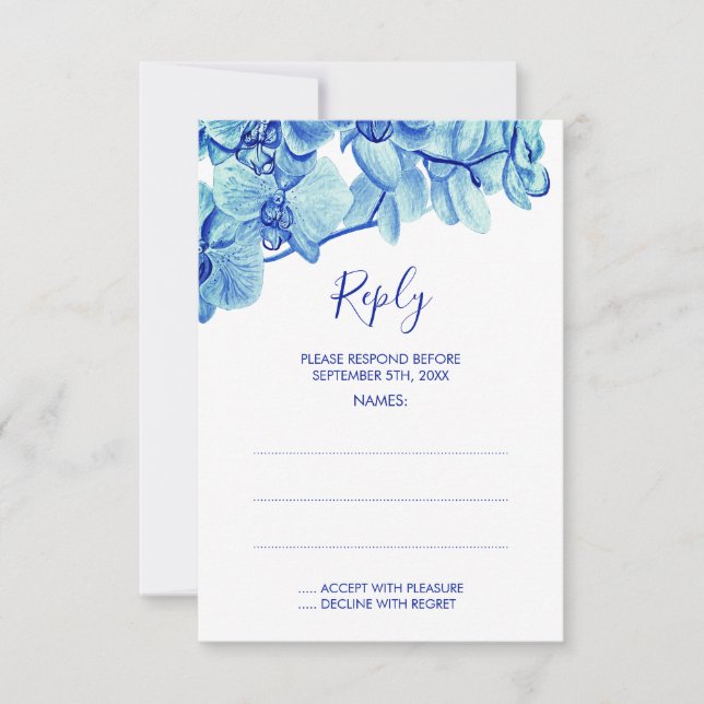 Tarjetas de respuesta del Boda de orquídeas azules (Anverso)