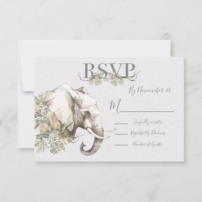 Tarjetas de respuesta del Boda del elefante tropic (Anverso)