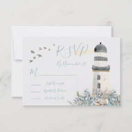Tarjetas de respuesta del Boda del faro de mar RSV