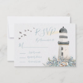 Tarjetas de respuesta del Boda del faro de mar RSV