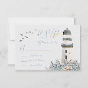 Tarjetas de respuesta del Boda del faro de mar RSV