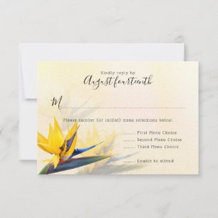 Tarjetas de respuesta del menú Boda de Hawái Ave d