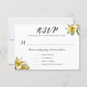 Tarjetas de respuesta del menú Boda de Plumeria am
