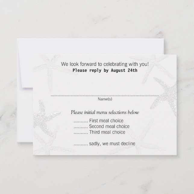 Tarjetas de respuesta del menú de bodas Neutral St (Anverso)