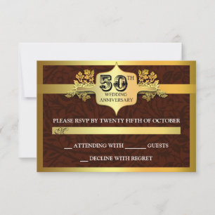 Tarjetas de respuesta doradas para aniversario de