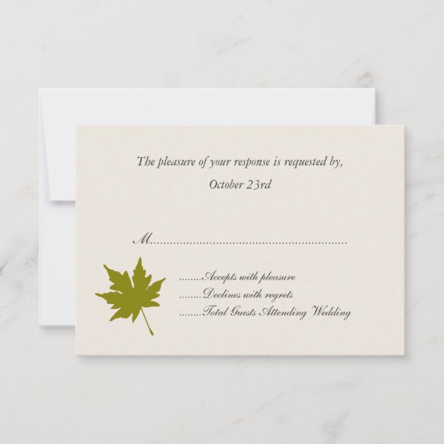Tarjetas de respuesta elegante de la boda de otoño (Anverso)