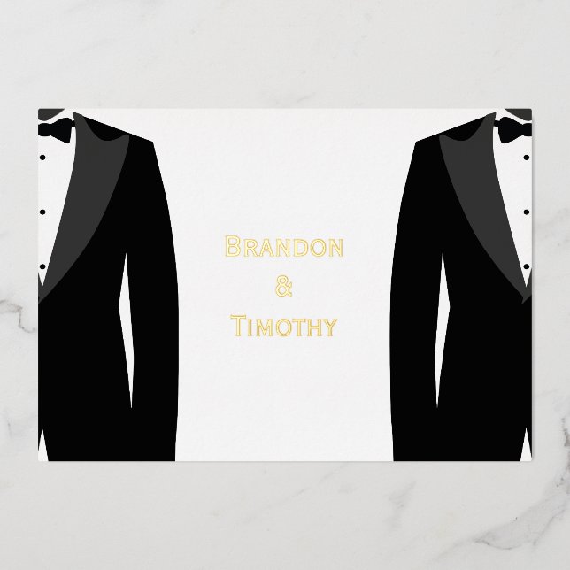 Tarjetas de respuesta elegantes de bodas gays con  (Anverso)