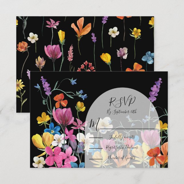 Tarjetas de respuesta Floral Dark Meadow de flor s (Anverso / Reverso)
