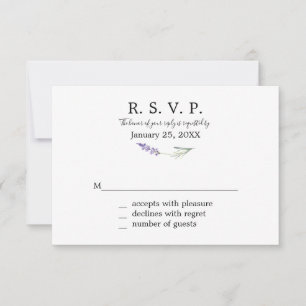 Tarjetas de respuesta floral de Lavender