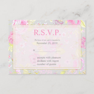 Tarjetas de respuesta floral rosada y gris de Shab