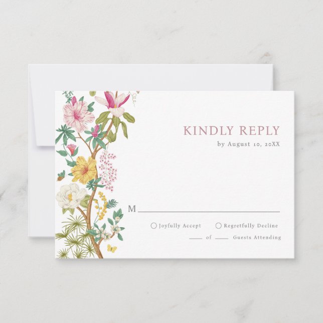 Tarjetas de respuesta floral vintage (Anverso)